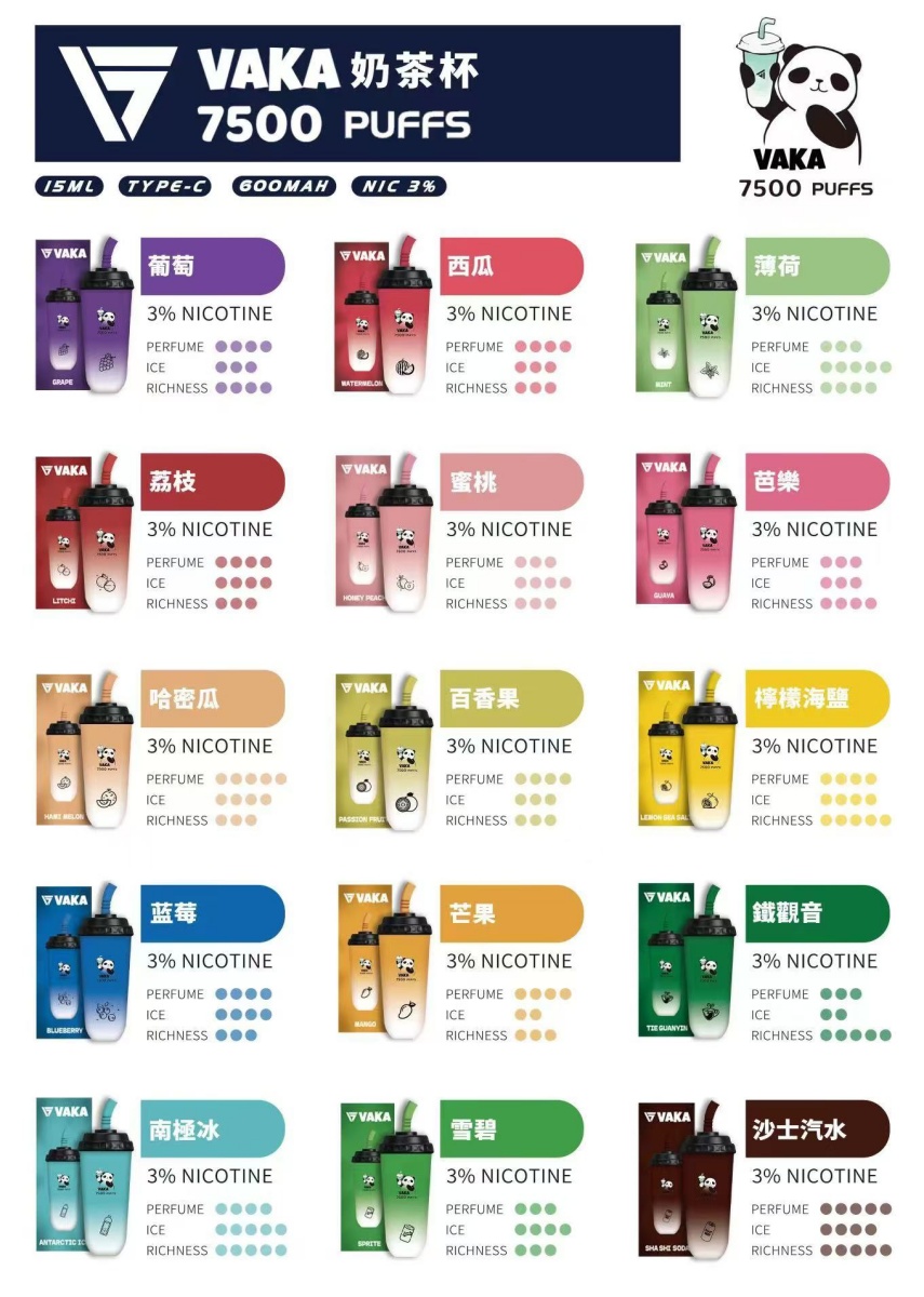 vaka奶茶杯7500口 拋棄式一次性煙
